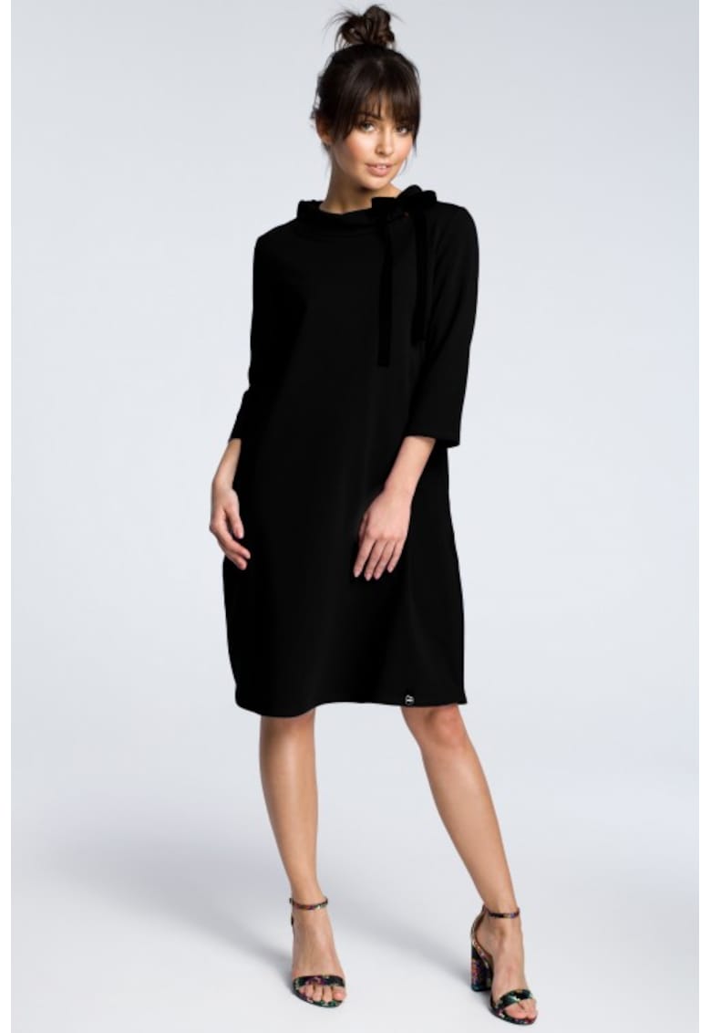 Rochie cu maneci trei sferturi - - Negru