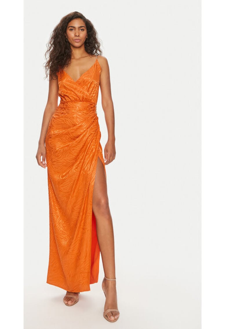 Rochie dama - 303690380 - Viscoza/Poliester - Portocaliu - Portocaliu