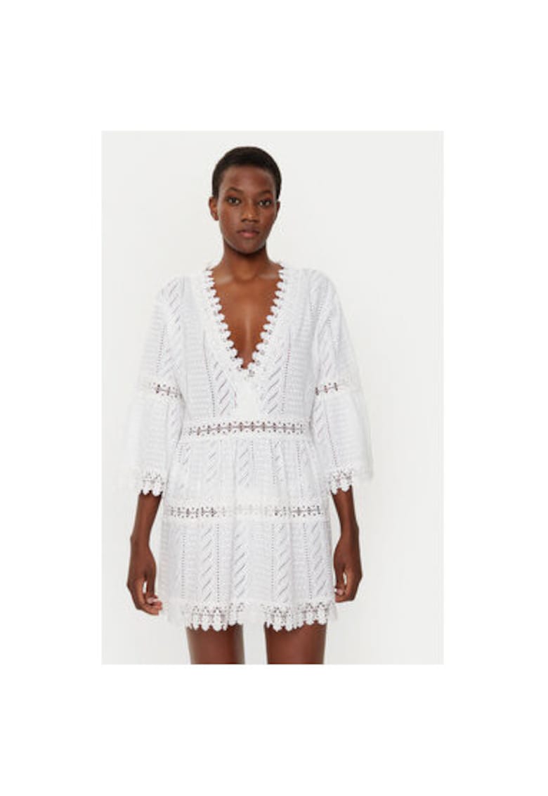 Rochie dama - 305150769 - Bumbac - Alb - Alb