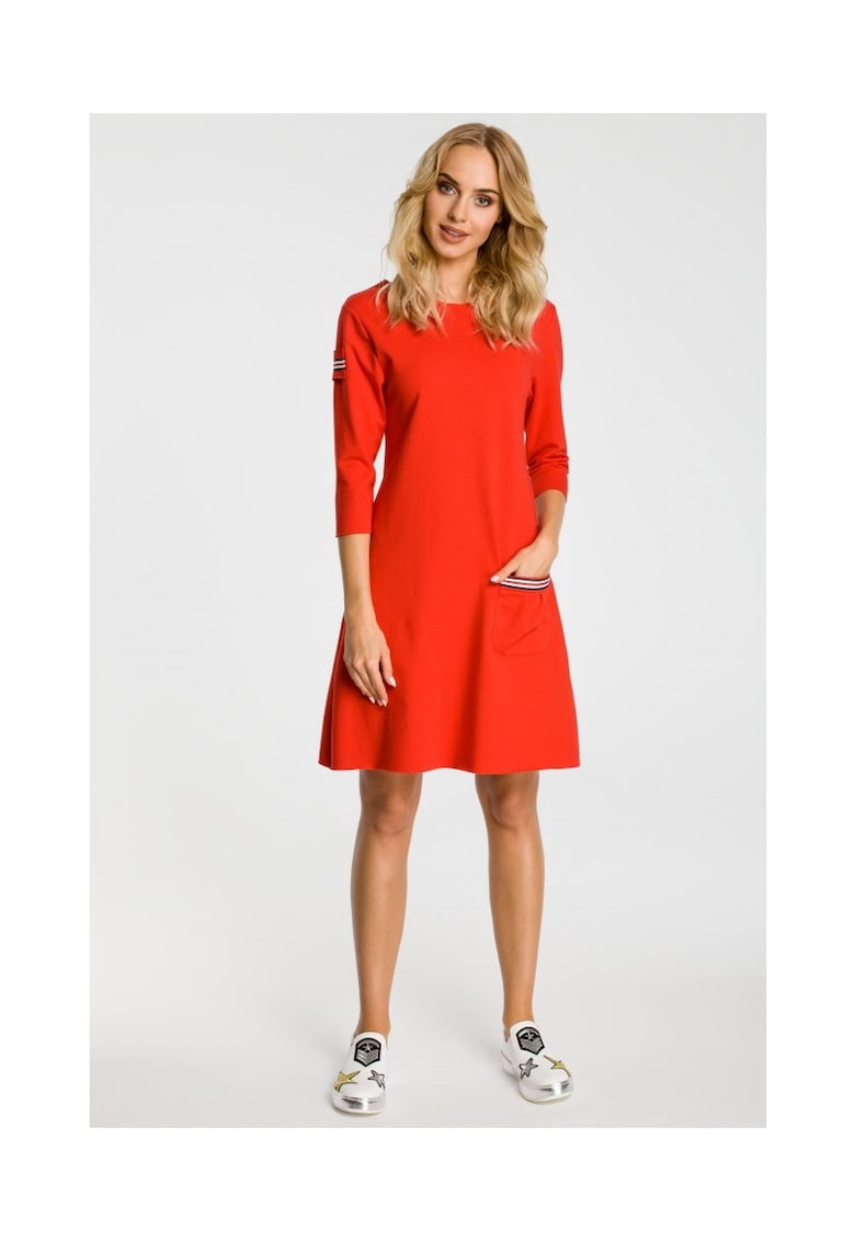 Rochie dama - Bumbac/Elastan - Portocaliu - Rosu