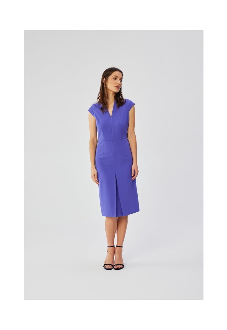Rochie dama - creion cu decolteu dublu - Poliester - Rosu - Violet