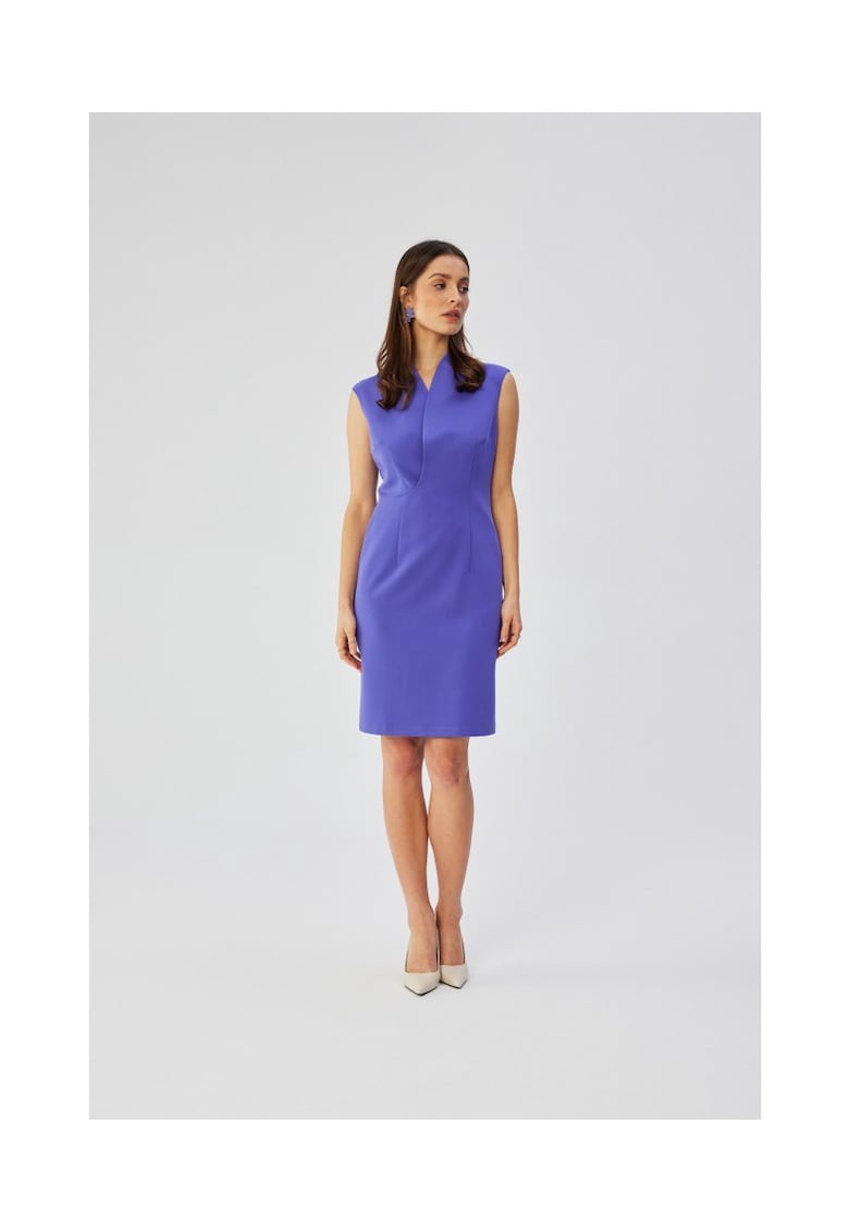 Rochie dama - cu pliuri laterale decorative - Poliester - 36798 - Violet