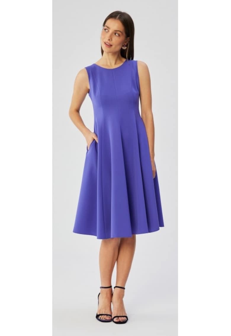 Rochie dama - evazata fara maneci - Poliester - 45872 - Violet