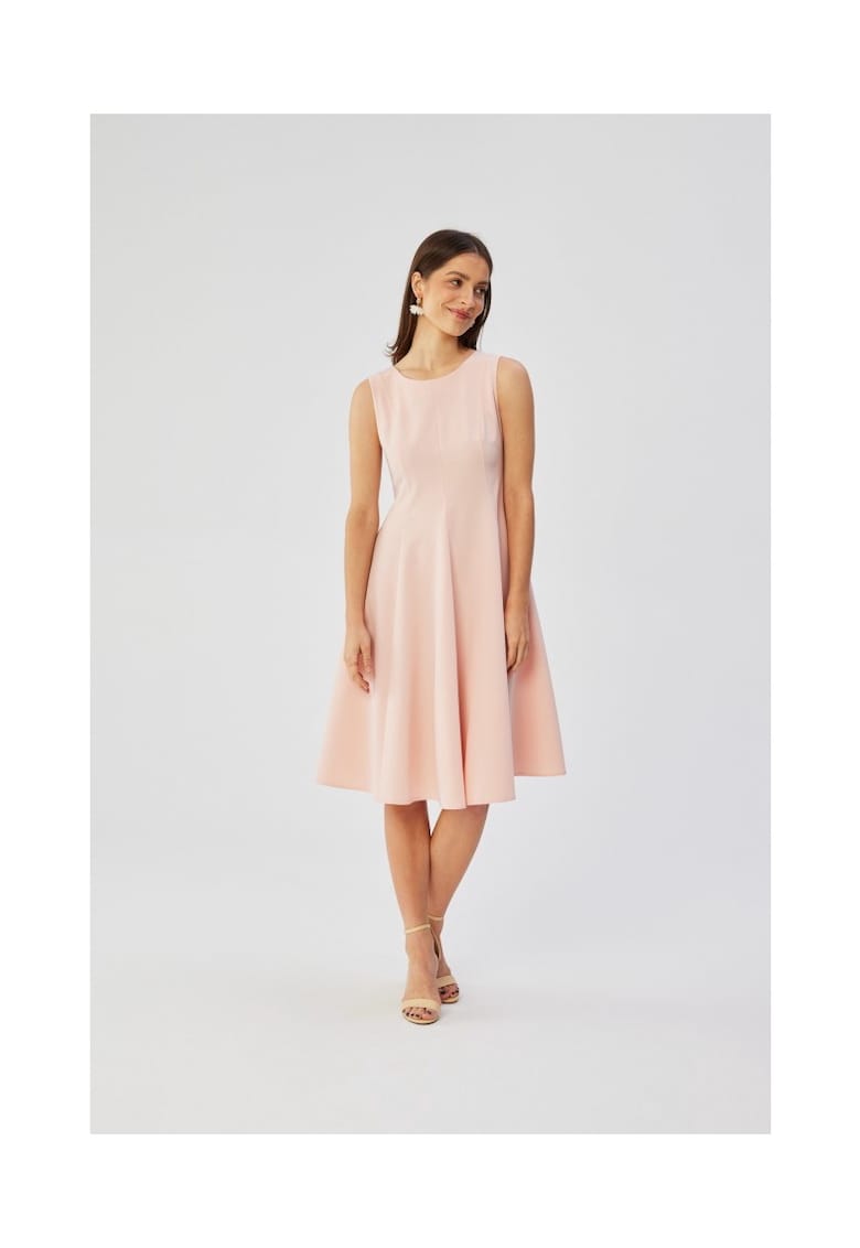 Rochie dama - evazata fara maneci - Poliester - Rosu - Albastru