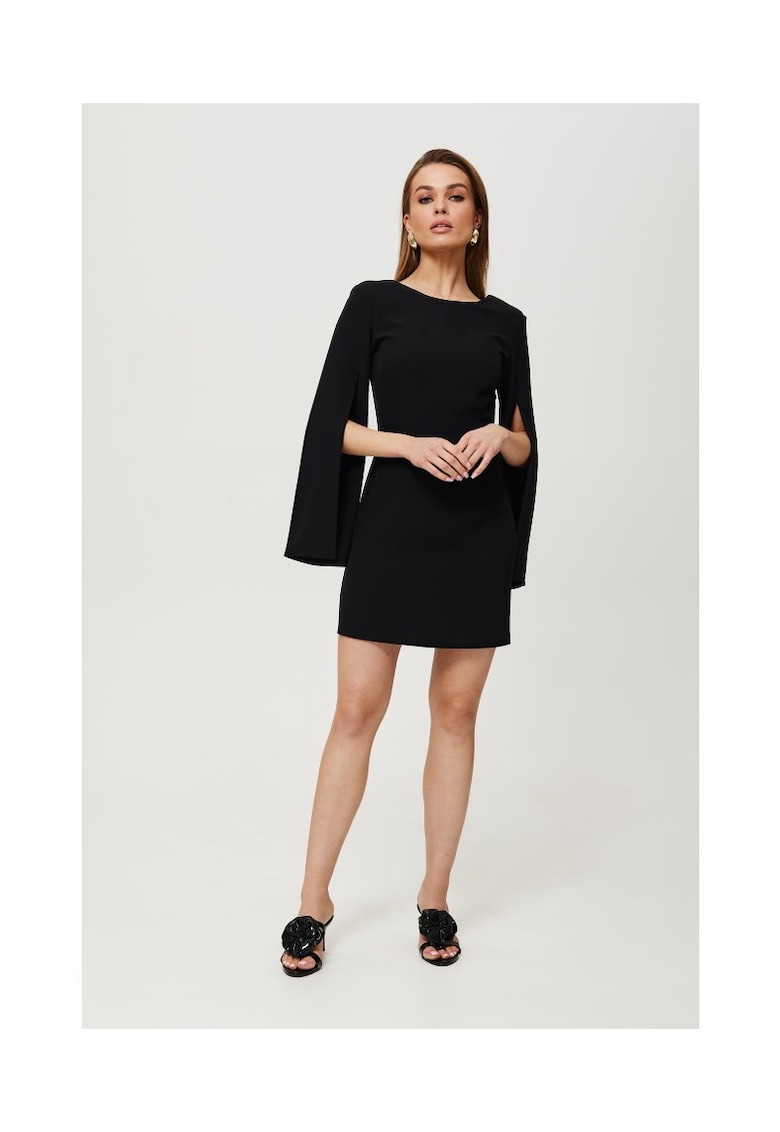 Rochie dama - maxi metalica cu decolteu in forma de lacrima - Poliester - Verde - Negru