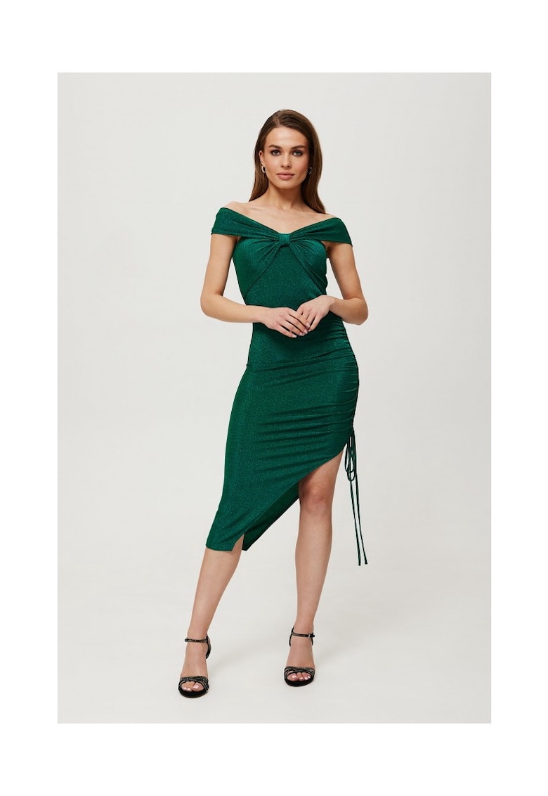Rochie dama - metalica trasa in lateral - Poliester - Gri - 95978 - Smarald