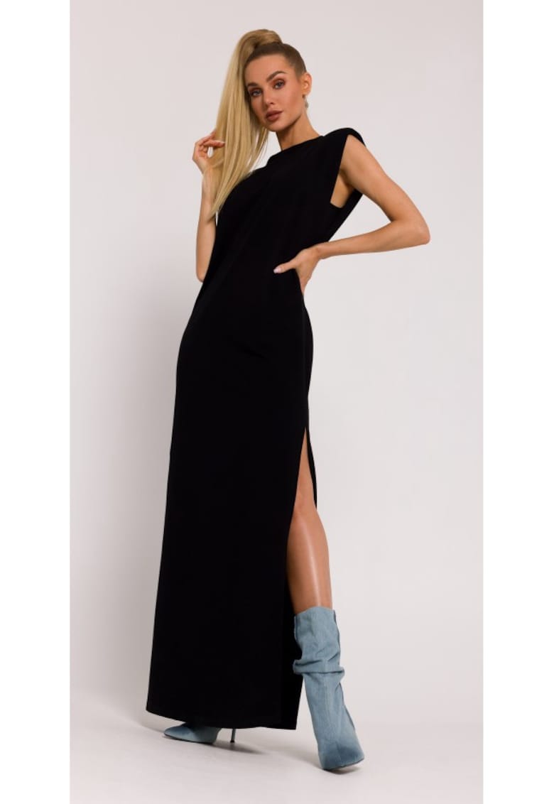 Rochie dama - mini cu umeri - Poliester - Alb - Negru