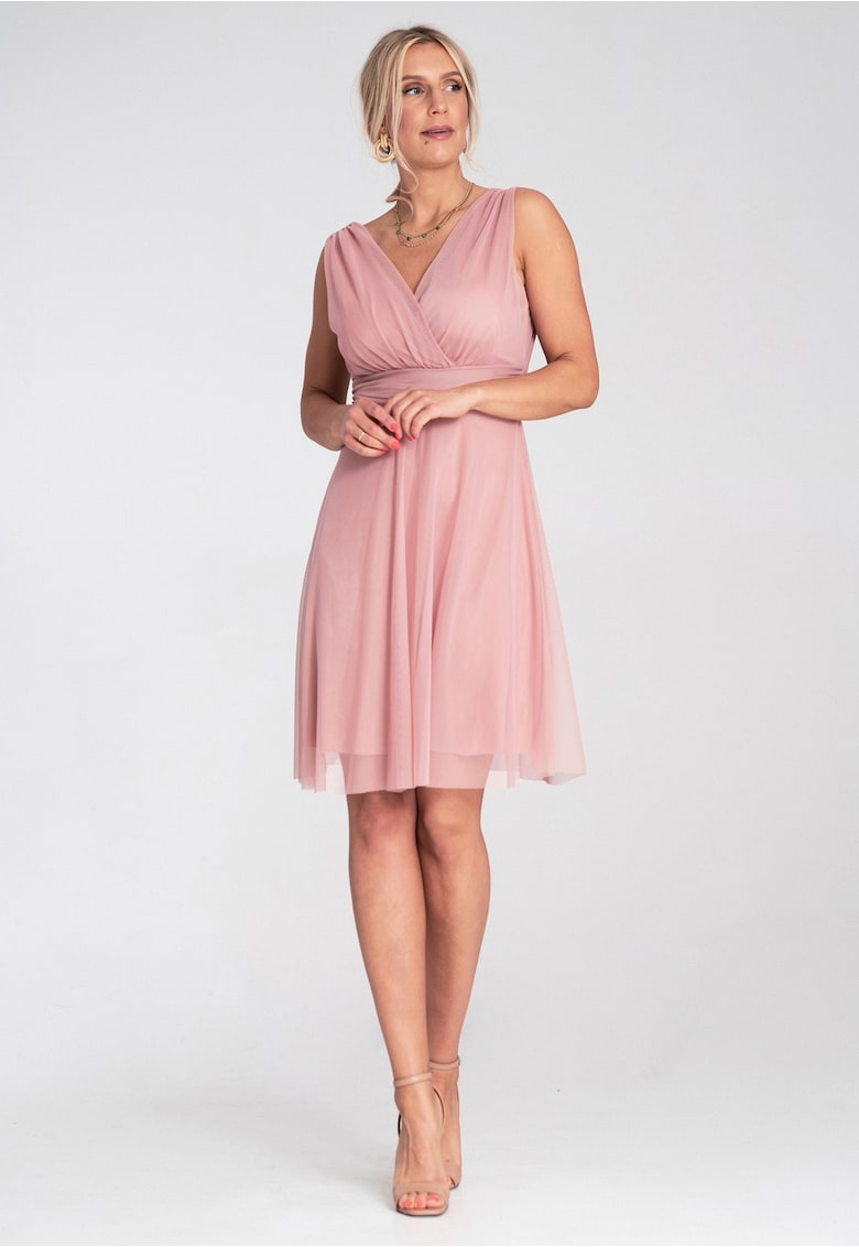 Rochie de cocktail eleganta - din plasa - roz -