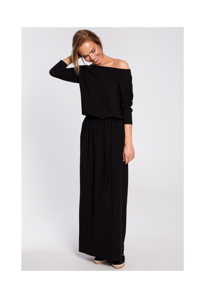 Rochie de dama - Cu cordon - Bumbac - Elastan - Verde fistic1`2 - Negru