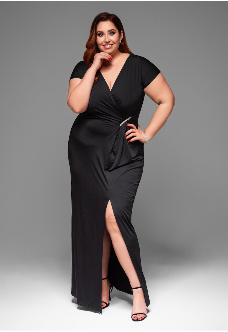 Rochie de seara Maxi Plus size LACRICA LA-OM-DLR013 - Negru