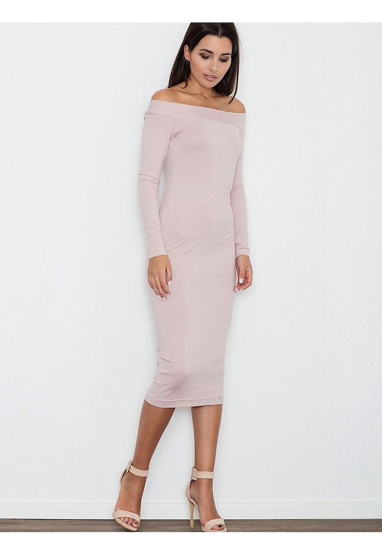 Rochie de seara - roz - eleganta - din material de calitate - viscoza