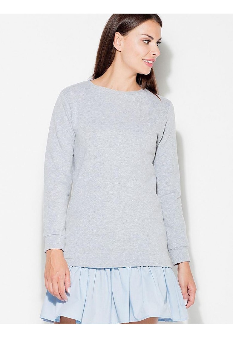 Rochie de zi gri - casual - cu volane