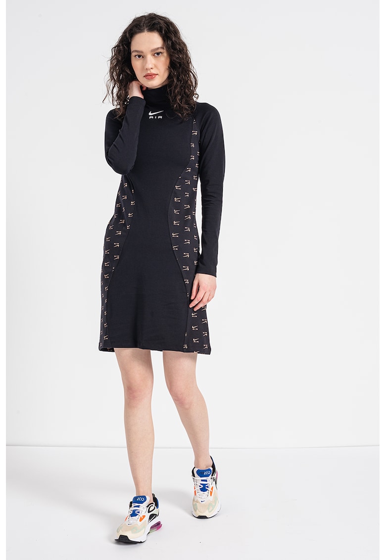 Rochie din amestec de bumbac cu imprimeu logo - Negru/Piersica
