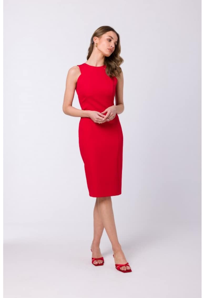 Rochie dreapta fara maneci - - Rosu