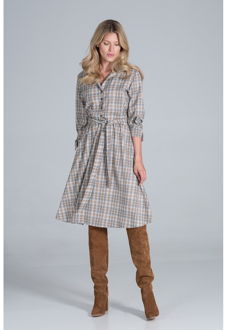 Rochie eleganta M838 128 - midi - viscoza - bej