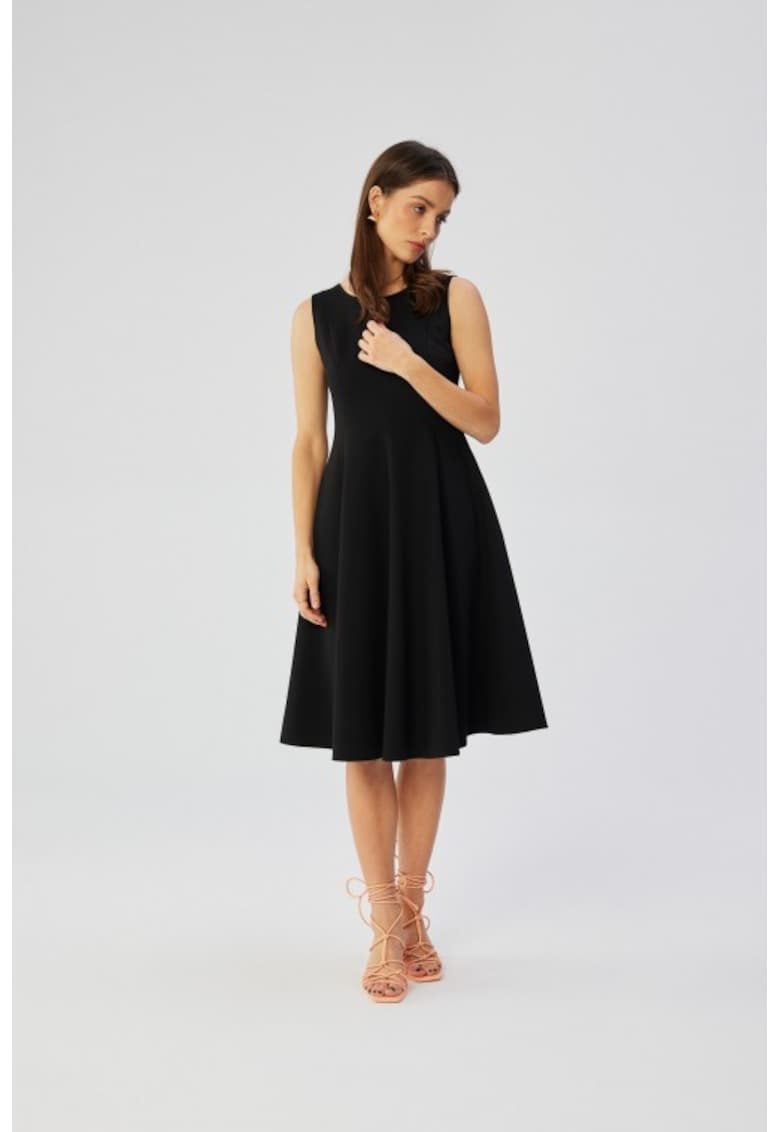 Rochie evazata fara maneci - - Negru