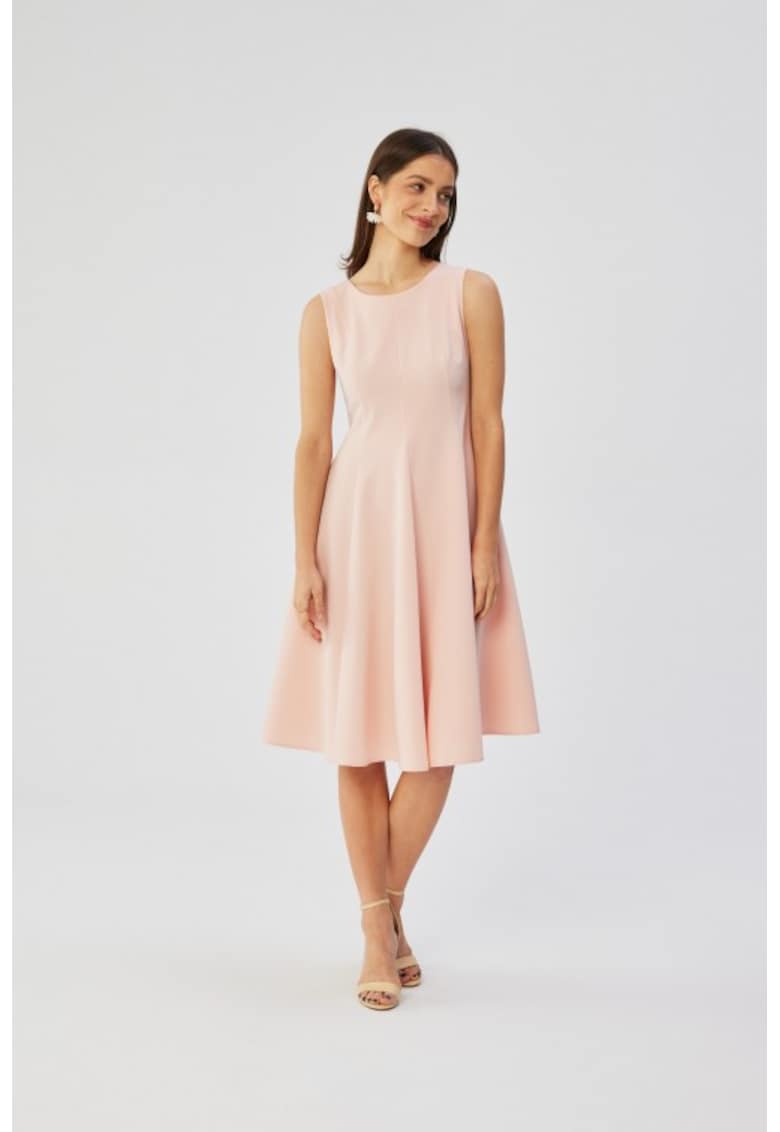 Rochie evazata fara maneci - - Roz