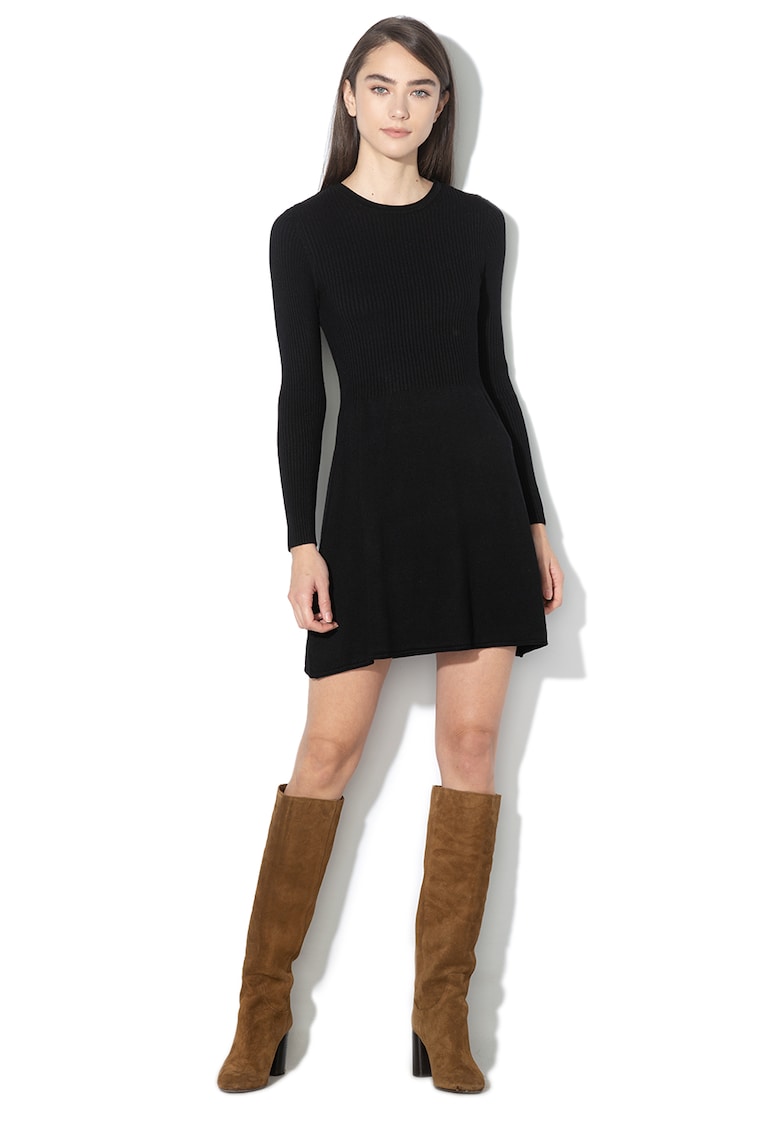 Rochie evazata tricotata fin Alma - Negru