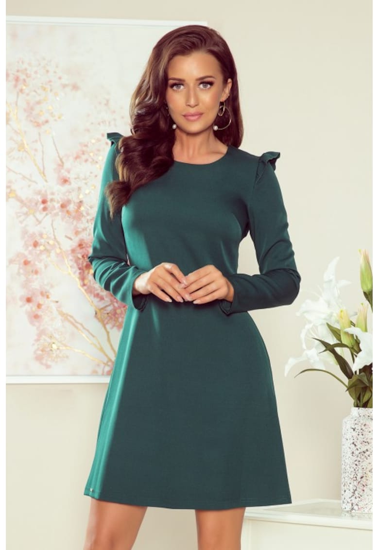 Rochie in forma de A cu volanase - - Verde