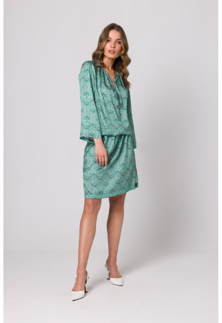 Rochie lejera cu maneci largi - - Verde