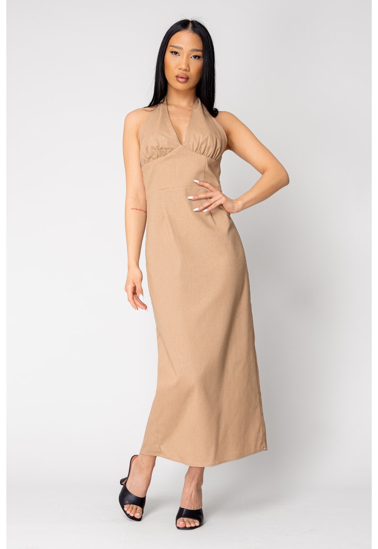 Rochie lunga cu spatele gol Brown 16594 - Maro