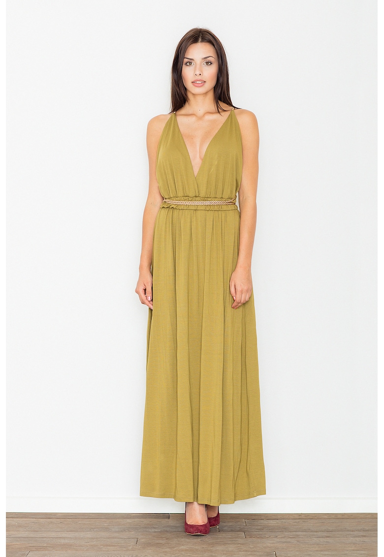 Rochie maxi M483 - verde - viscoza