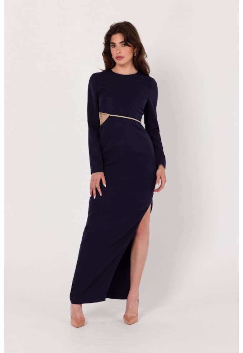 Rochie maxi cu decupaj in talie - - Albastru