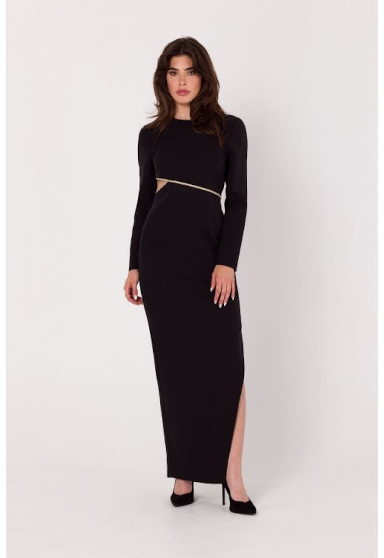 Rochie maxi cu decupaj in talie - - Negru