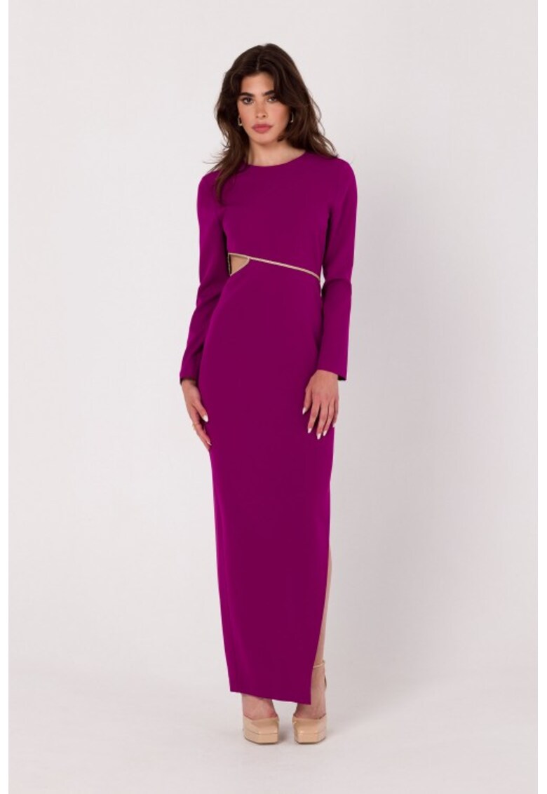 Rochie maxi cu decupaj in talie - - Violet