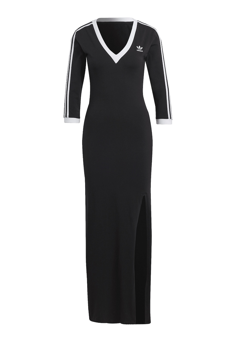 Rochie maxi cu model cu slit Adicolor Classics - Alb/Negru