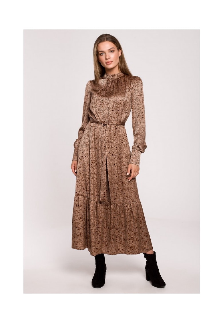Rochie maxi cu volan - imprimeu leopard - model 2 - XXL