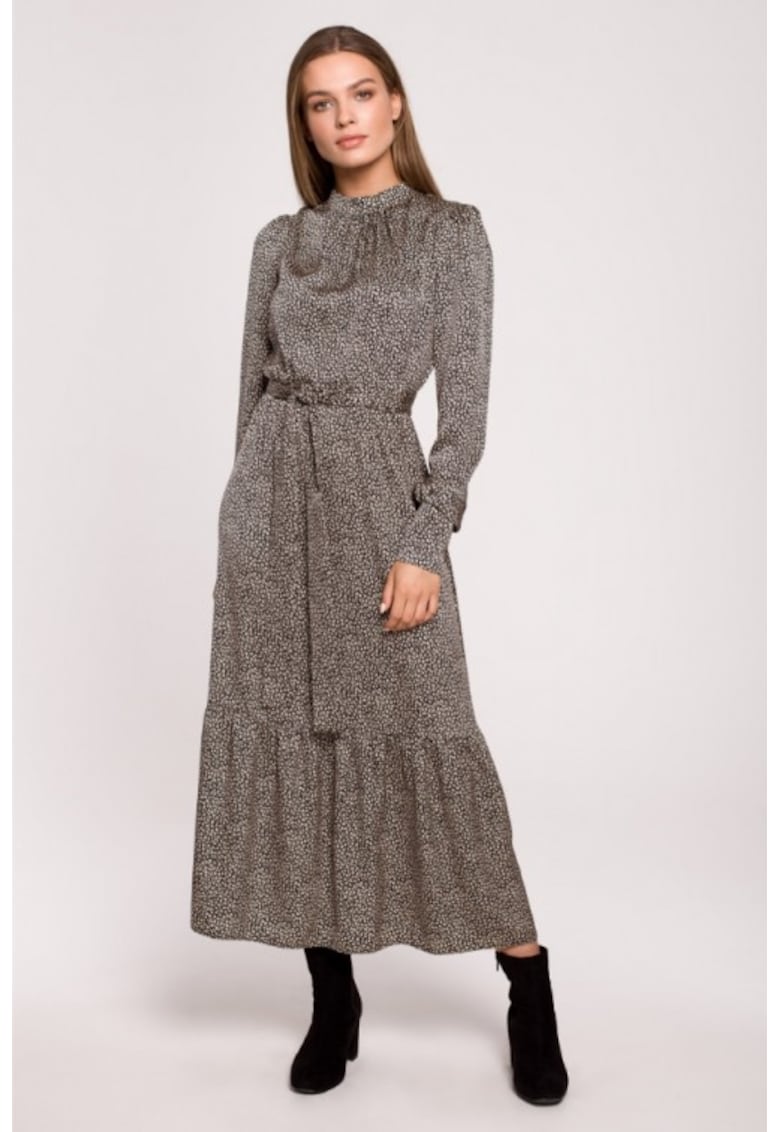 Rochie maxi cu volane - Gri - Gri
