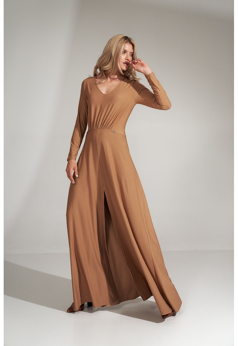 Rochie maxi eleganta - fanta - bej - poliester