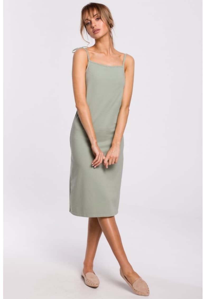 Rochie midi cu bretele subtiri - - Verde fistic