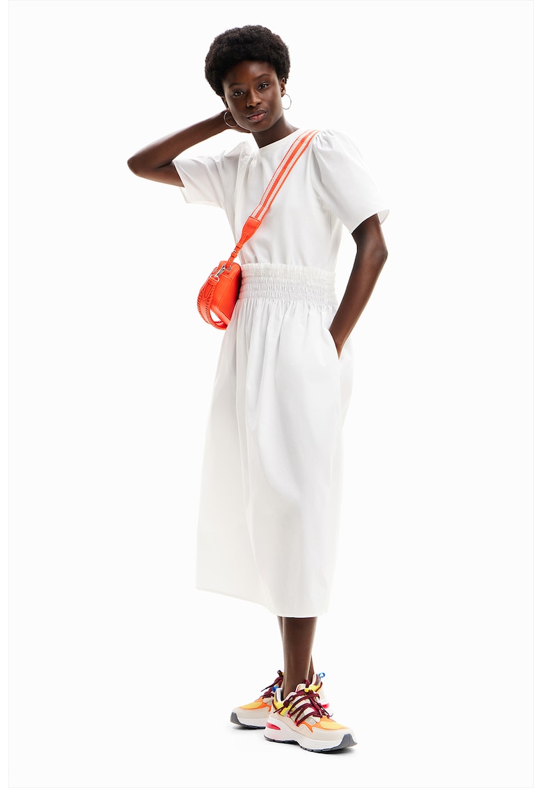 Rochie midi cu buzunare laterale - Alb