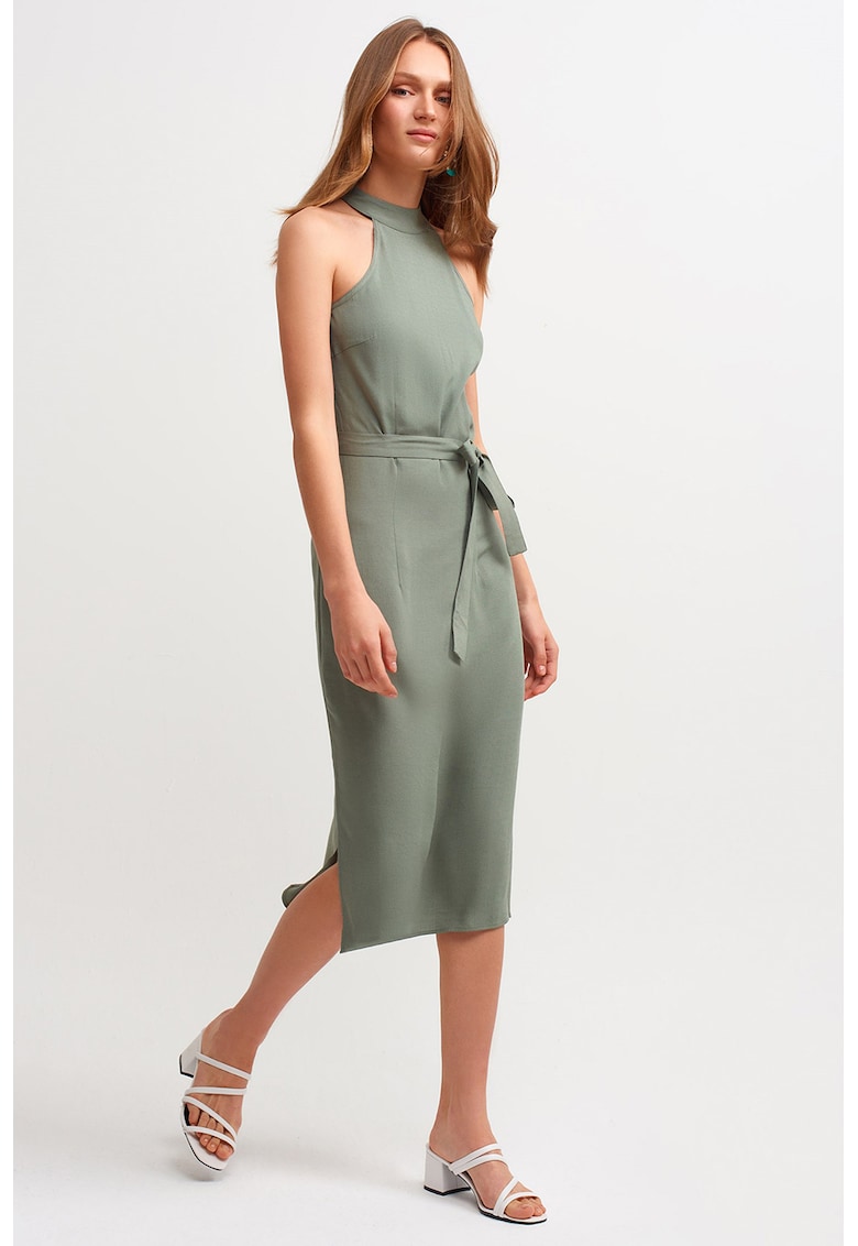 Rochie midi cu cordon in talie - Verde sparanghel