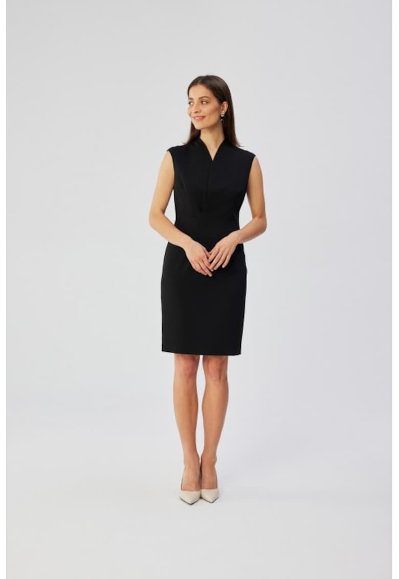 Rochie midi cu decolteu cache-coeur - Negru - Negru