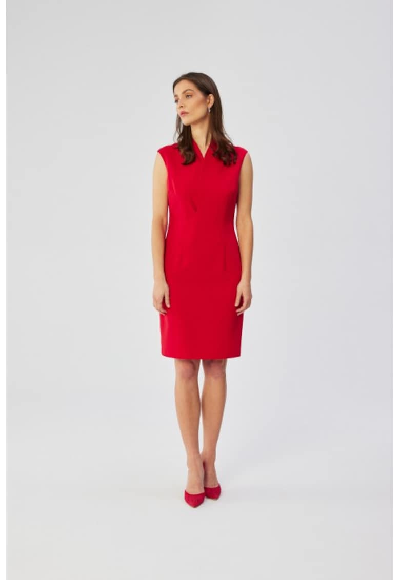 Rochie midi cu decolteu cache-coeur - Rosu - Rosu