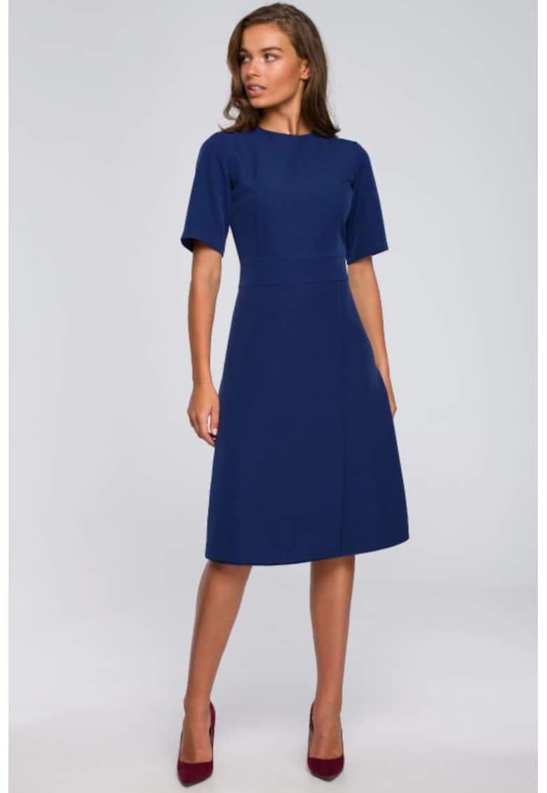 Rochie midi cu detaliu petrecut - - Albastru