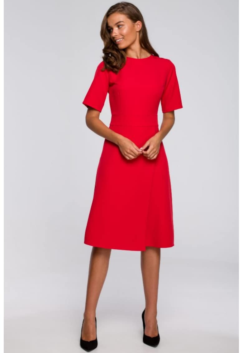 Rochie midi cu detaliu petrecut - - Rosu