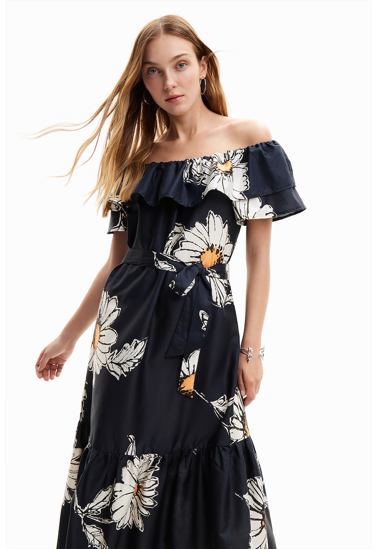 Rochie midi cu imprimeu - Alb/Albastru ultramarin