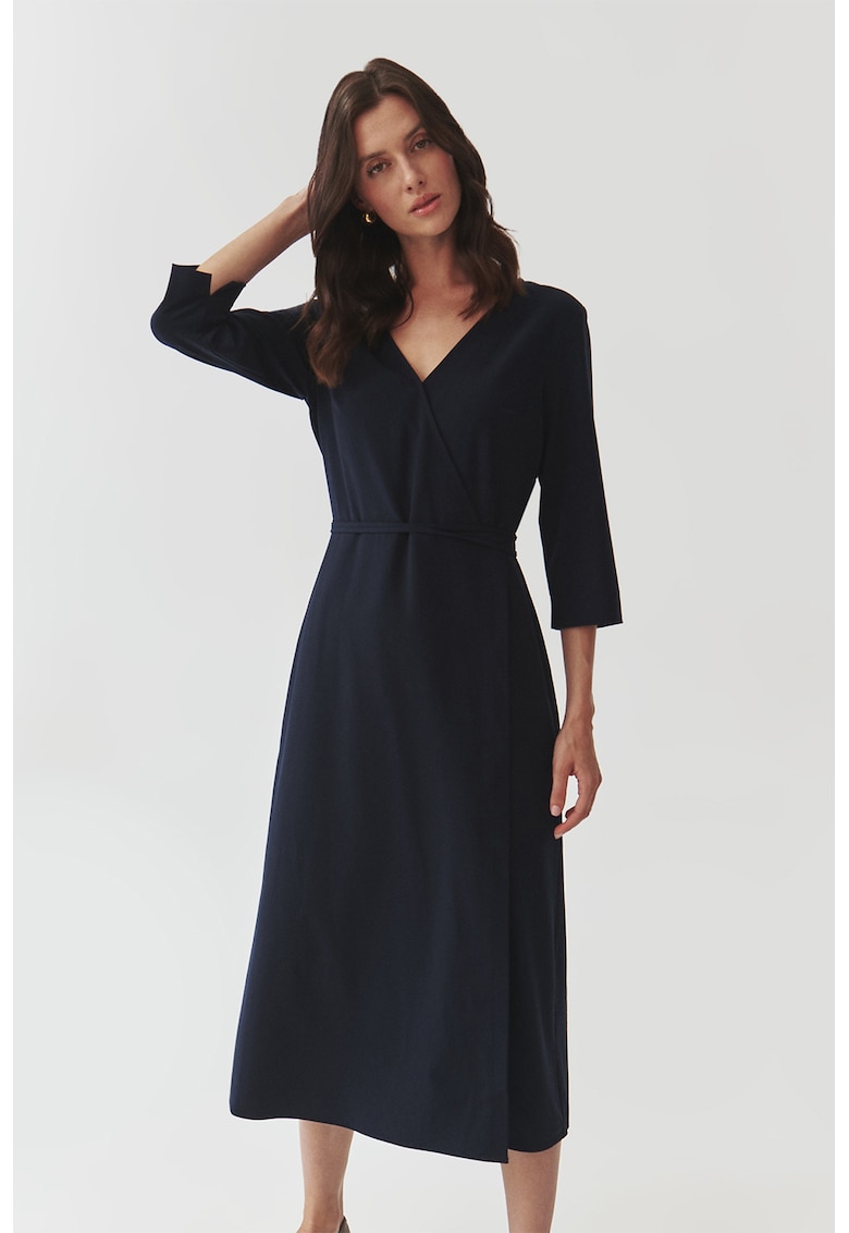 Rochie midi cu model petrecuta - Bleumarin