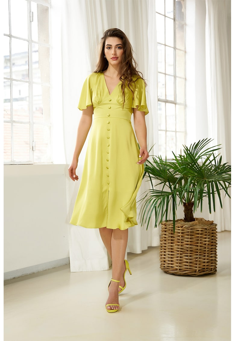 Rochie midi cu talie Empire - Galben