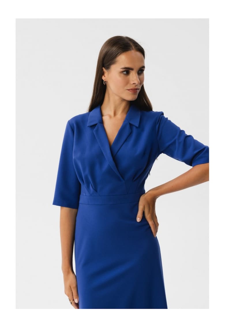 Rochie midi dama - Bohodawc - albastru de floarea de colt - Albastru inchis
