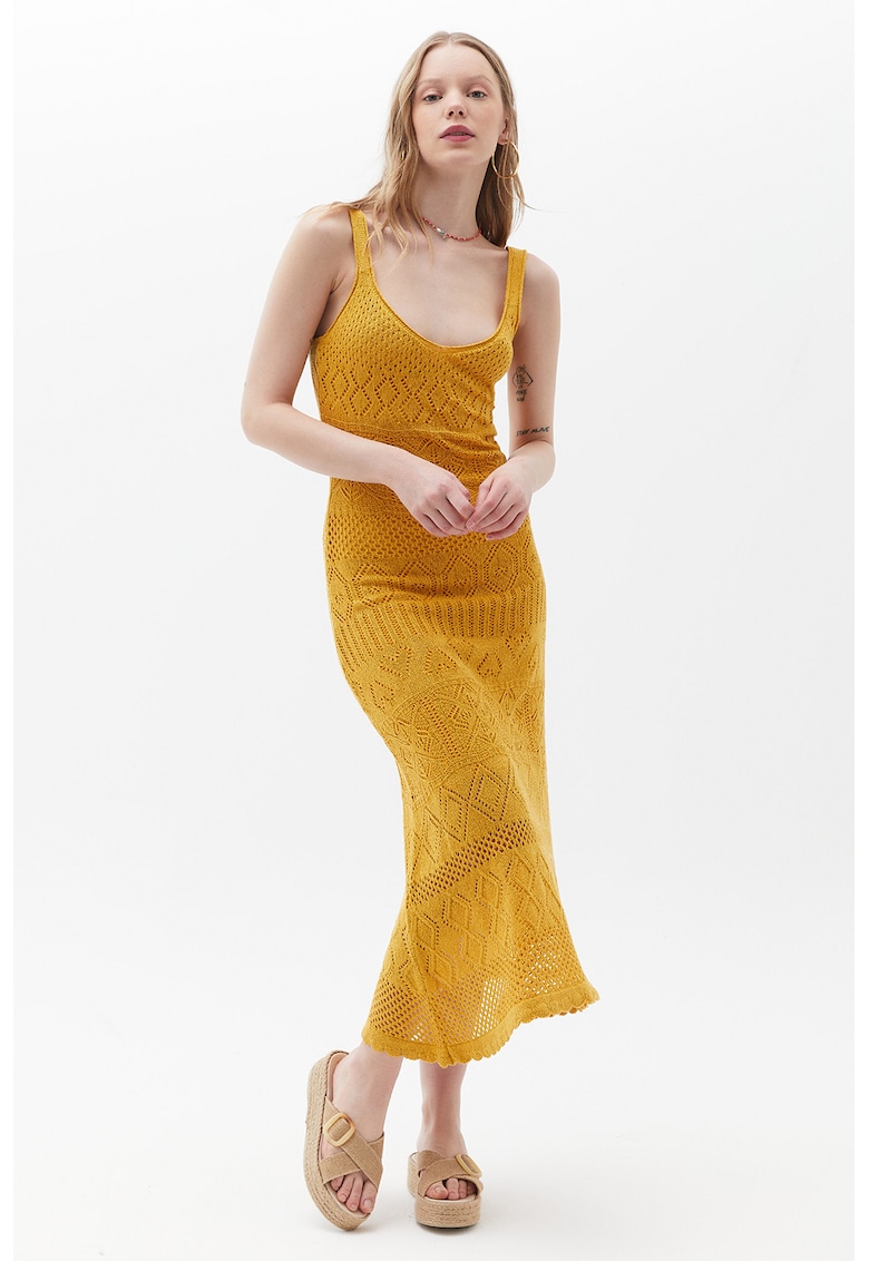 Rochie midi din tricot - Galben sofran
