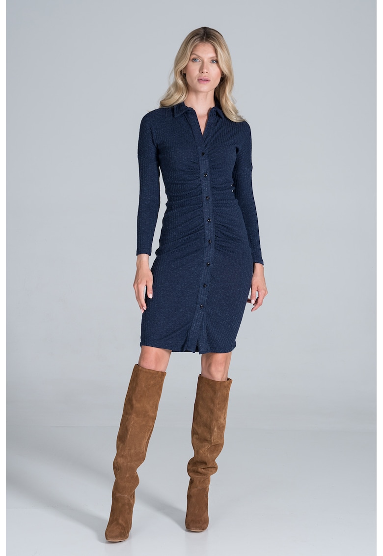 Rochie midi eleganta - maneci lungi - viscoza