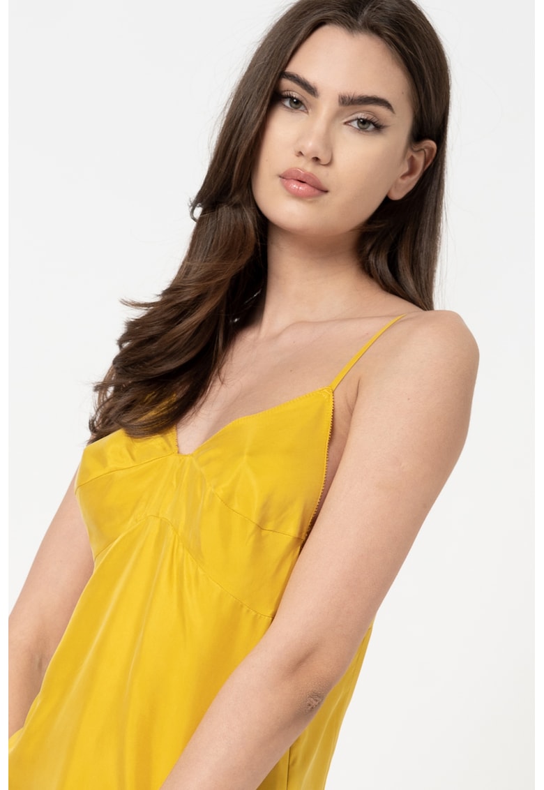 Rochie mini cu decolteu in V - Galben mustar