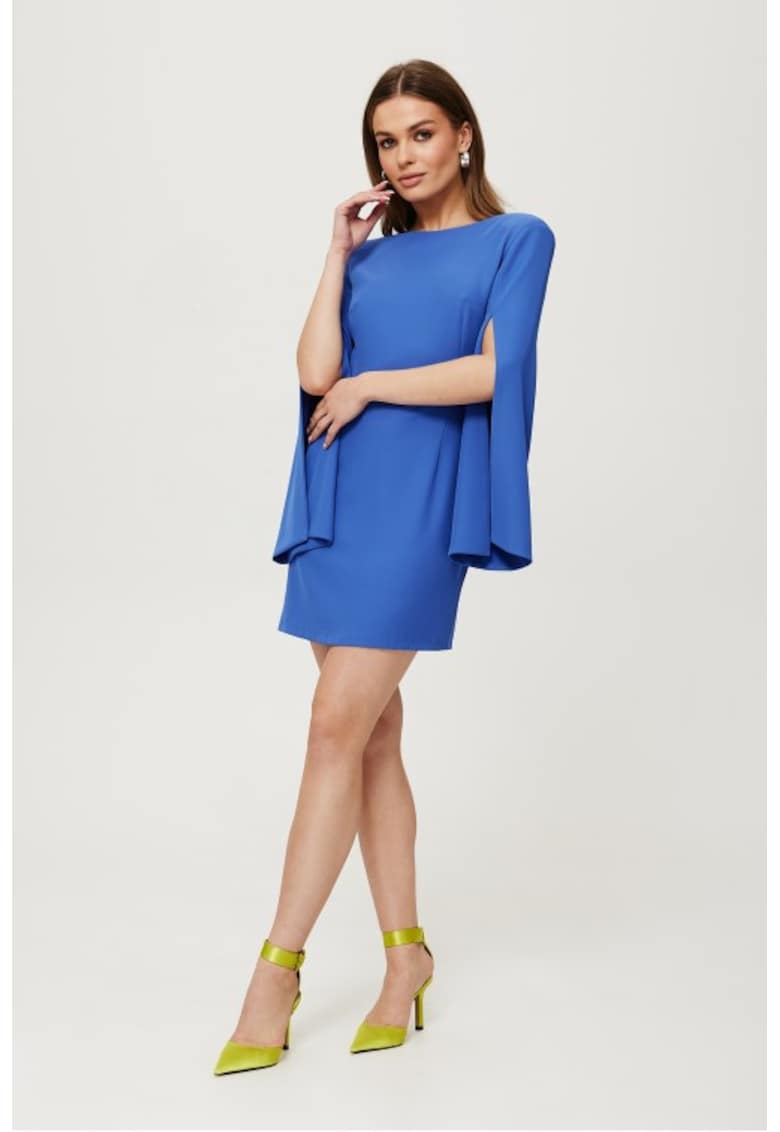 Rochie mini cu maneci taiate - - Albastru