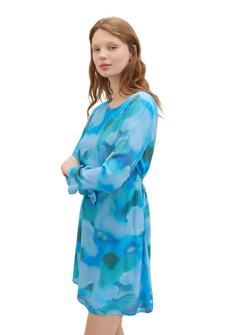 Rochie mini cu model si croiala A - Albastru deschis