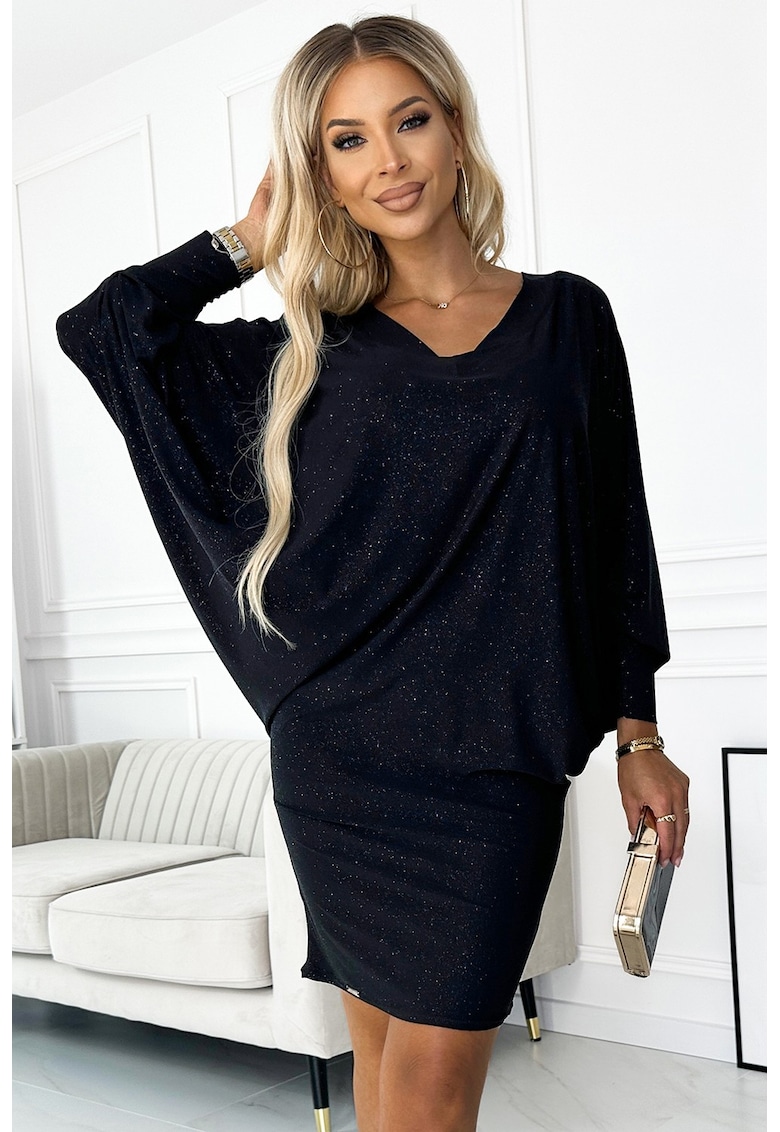 Rochie mini cu sclipici tip liliac - - Negru